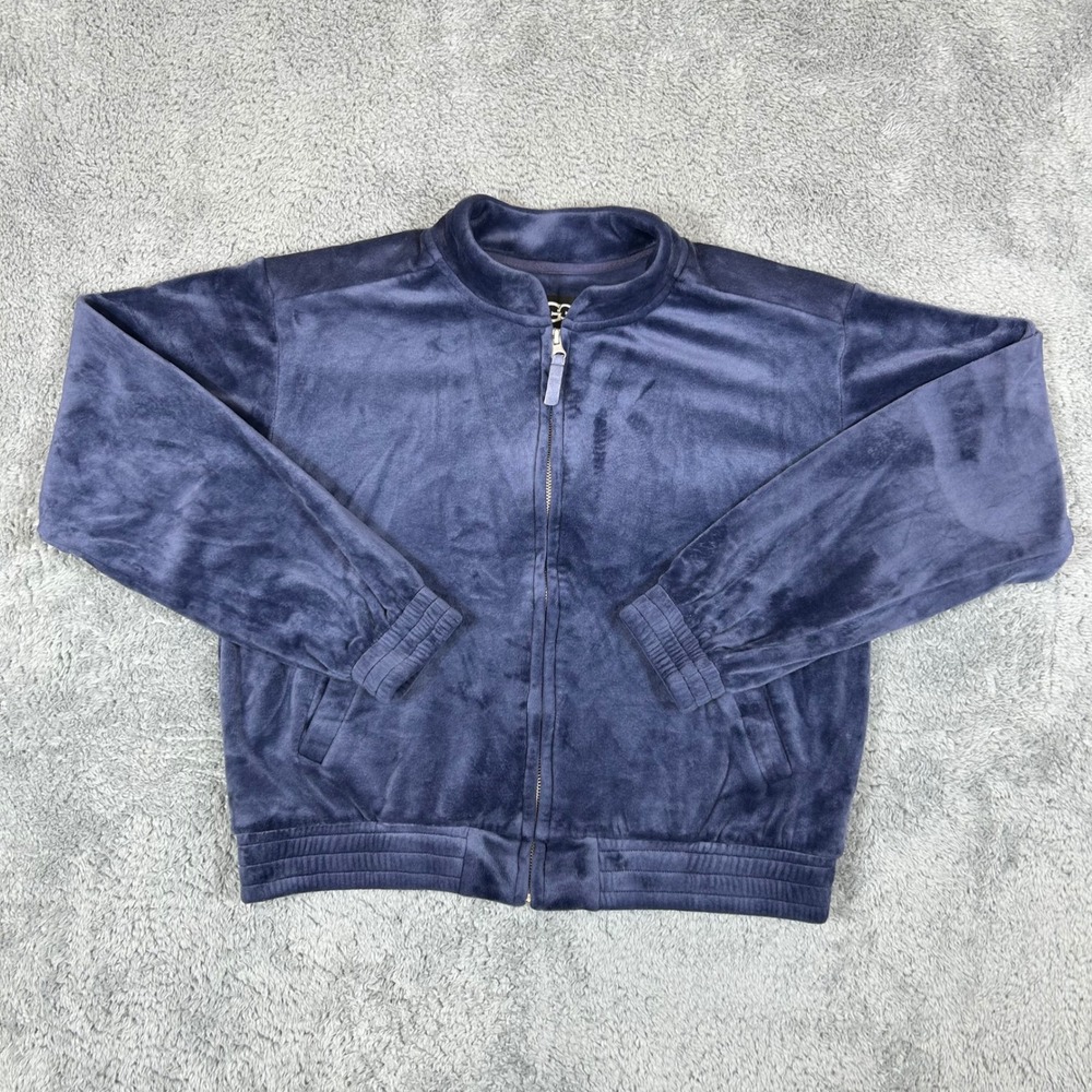 UGG RTW Women Navy Blue Velour Full Zip Mock Neck Jacket 1128979 Small